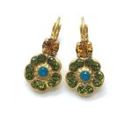 Mariana Earrings Flower Green & Orange Swarovski Crystal Kokomo SongBook Coll.