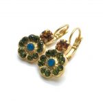 Mariana Earrings Flower Green & Orange Swarovski Crystal Kokomo SongBook Coll. - Image 3