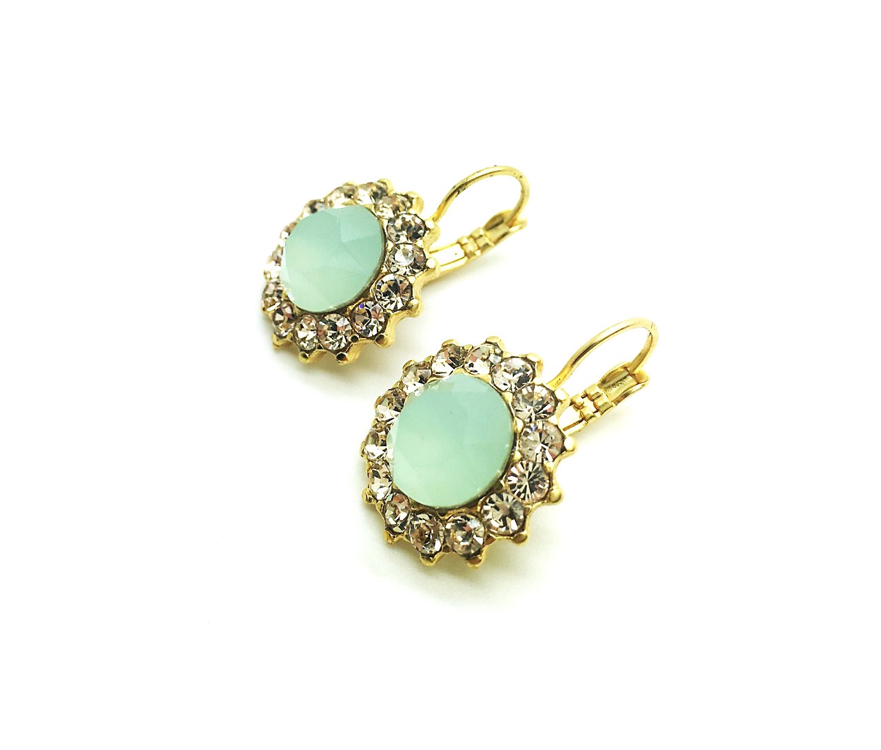 E-1317 1067 YG (5) Earrings By Mariana Woman Beautiful Light Sapphire and Chrysolite Swarovski Crystals - Image 1