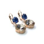 Earrings By Mariana Woman Delicate Light Peach and Metallic Blue Swarovski Crystals - Image 3
