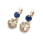Earrings By Mariana Woman Delicate Light Peach and Metallic Blue Swarovski Crystals