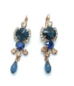 Mariana Earrings Montana Blue & Metallic Blue Drop Austrian Crystals Spring 2019 Coll.