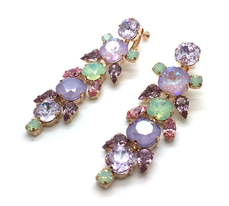 E-1326-90-1910-RG5 (2) Mariana Earrings Levander Botanica Collection Violet & Purple Crystal Swarovski - Image 1