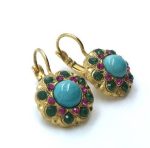 Earrings By Mariana Champagne & Caviar Inspiration Coll. Turquoise Mineral & Austrian Crystals - Image 3