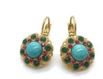 Earrings By Mariana Champagne & Caviar Inspiration Coll. Turquoise Mineral & Austrian Crystals