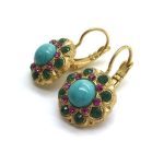 Earrings By Mariana Champagne & Caviar Inspiration Coll. Turquoise Mineral & Austrian Crystals - Image 2