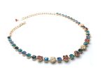 Mariana Necklace Blue/Peach Austrian Crystals & Gold Flower Bird Of Paradise Botanica Coll. - Image 3