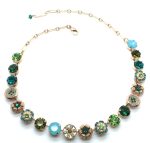 Necklace By Mariana Woman Beautiful Blue Zircon and Green Tourmaline Swarovski Crystals