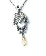 Mariana Necklace Pendant Heart Shape & Flowers Swarovski Crystal Seashell Nature Coll. - Image 2