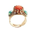 Ring By Mariana Woman Green Aventurine Mineral and Orange Swarovski Crystals - Image 2