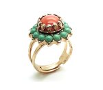 Ring By Mariana Woman Beautiful Hematite Mineral And Green Swarovski Crystals