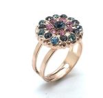 Mariana Ring Pink & Grey Swarovski Adjustable Madagascar Africa Coll.