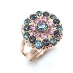 Mariana Ring Pink & Grey Swarovski Adjustable Madagascar Africa Coll. - Image 3