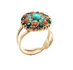 Ring By Mariana Woman Amazonite Agat Ruby and Turquoise Minerals