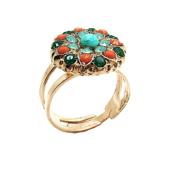 R-7217-M333-RG (1) Ring By Mariana Woman Amazonite Agat Ruby and Turquoise Minerals - Image 1