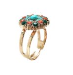 Ring By Mariana Woman Amazonite Agat Ruby and Turquoise Minerals - Image 2