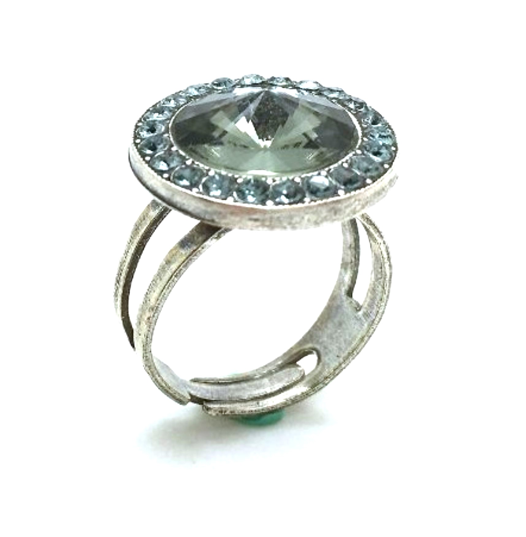 R-7418-1-215-3-SP (2) Mariana Ring Martini Round Shape Black Diamond Austrian Crystal Cocktail Hour Coll. - Image 1