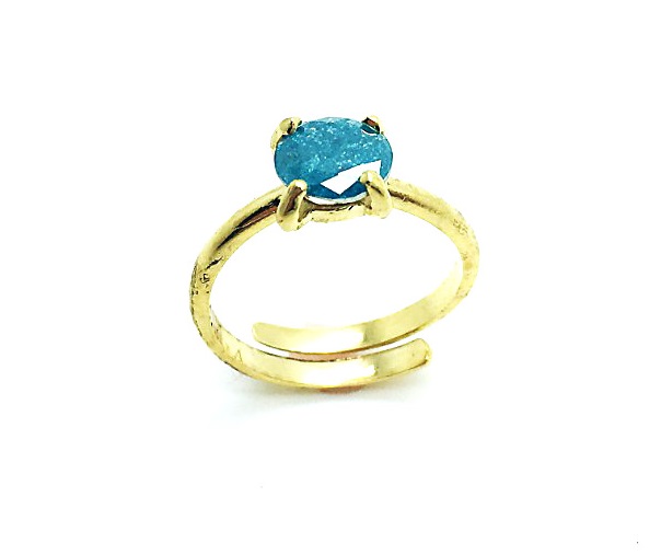 R-7606-013ZIR-YG (1) Mariana Ring Round Shape Light Blue Swarovski Crystal St. Martin Caribbean Life Coll. - Image 1