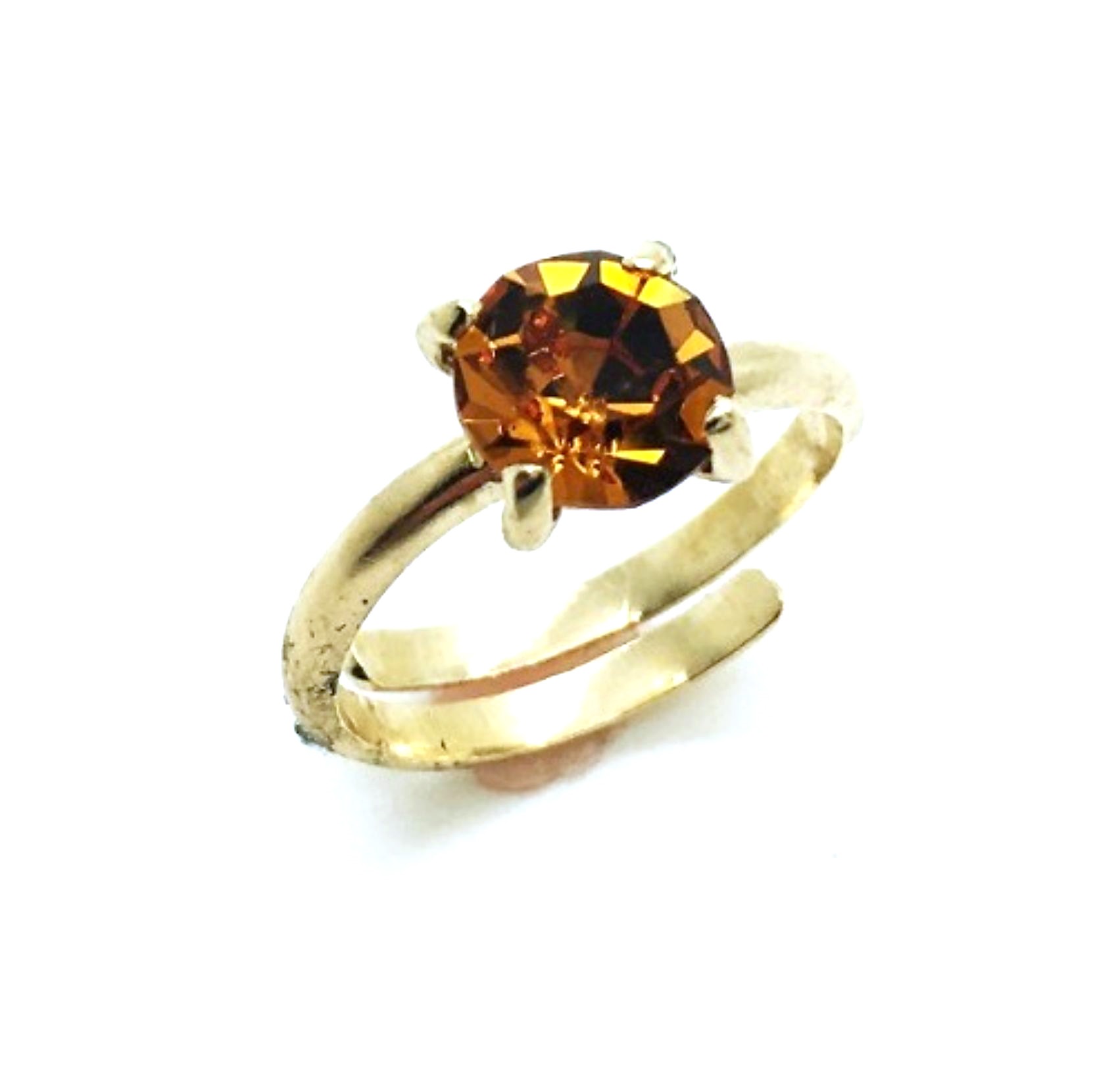 R-7606-203-YG (3) Mariana Ring Beautiful Round Shape Topaz Swarovski Crystal Peace Nirvana Coll. - Image 1