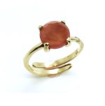 Mariana Ring Beautiful Round Clear Orange Swarovski Crystal Black Tahiti Pearl - Image 2