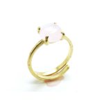 Mariana Ring Rose Quartz Mineral Black Tahiti Pearl Beautiful Round Shape
