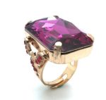 Mariana Ring Emerald Shape Light Siam & Fuchsia Swarovski Crystal My Treasures Coll. - Image 2