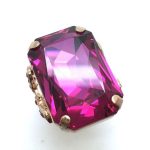 Mariana Ring Emerald Shape Light Siam & Fuchsia Swarovski Crystal My Treasures Coll. - Image 3