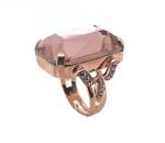 Ring By Mariana My Treasures Coll. Emerald Shape Vintage Rose Swarovski Crystals