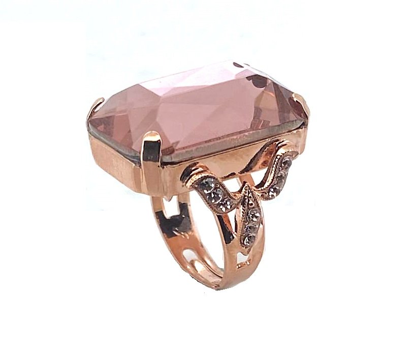 R-7878-319-RG (3) Ring By Mariana My Treasures Coll. Emerald Shape Vintage Rose Swarovski Crystals - Image 1