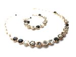 Jewelry Set By Mariana Woman Bracelet and Necklace Black Orchid Flower Swarovski Crystals - Image 2