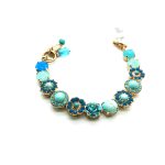 Bracelet By Mariana Woman Chinese Turquoise Mineral and Blue Swarovski Crystals