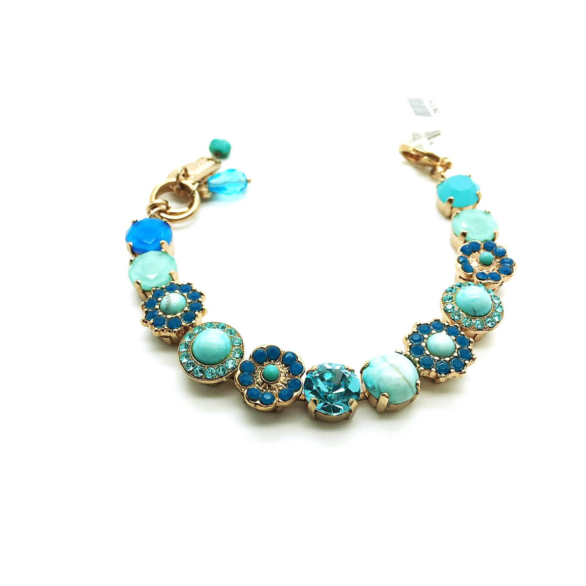 B-4045-2-M1082 (2) Bracelet By Mariana Woman Chinese Turquoise Mineral and Blue Swarovski Crystals - Image 1