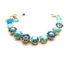 Bracelet By Mariana Woman Chinese Turquoise Mineral and Blue Swarovski Crystals - Image 2