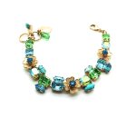 Bracelet By Mariana Woman Turquoise Mineral and Light Green Swarovski Crystals