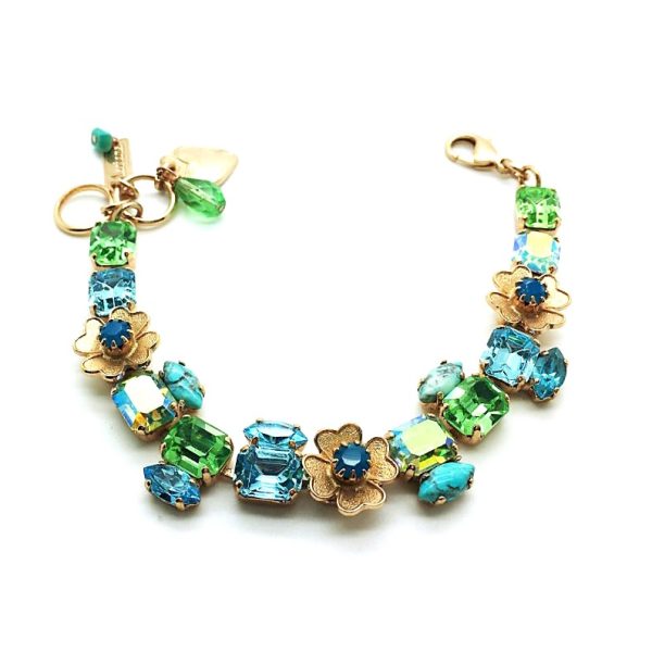Bracelet By Mariana Woman Turquoise Mineral and Light Green Swarovski Crystals