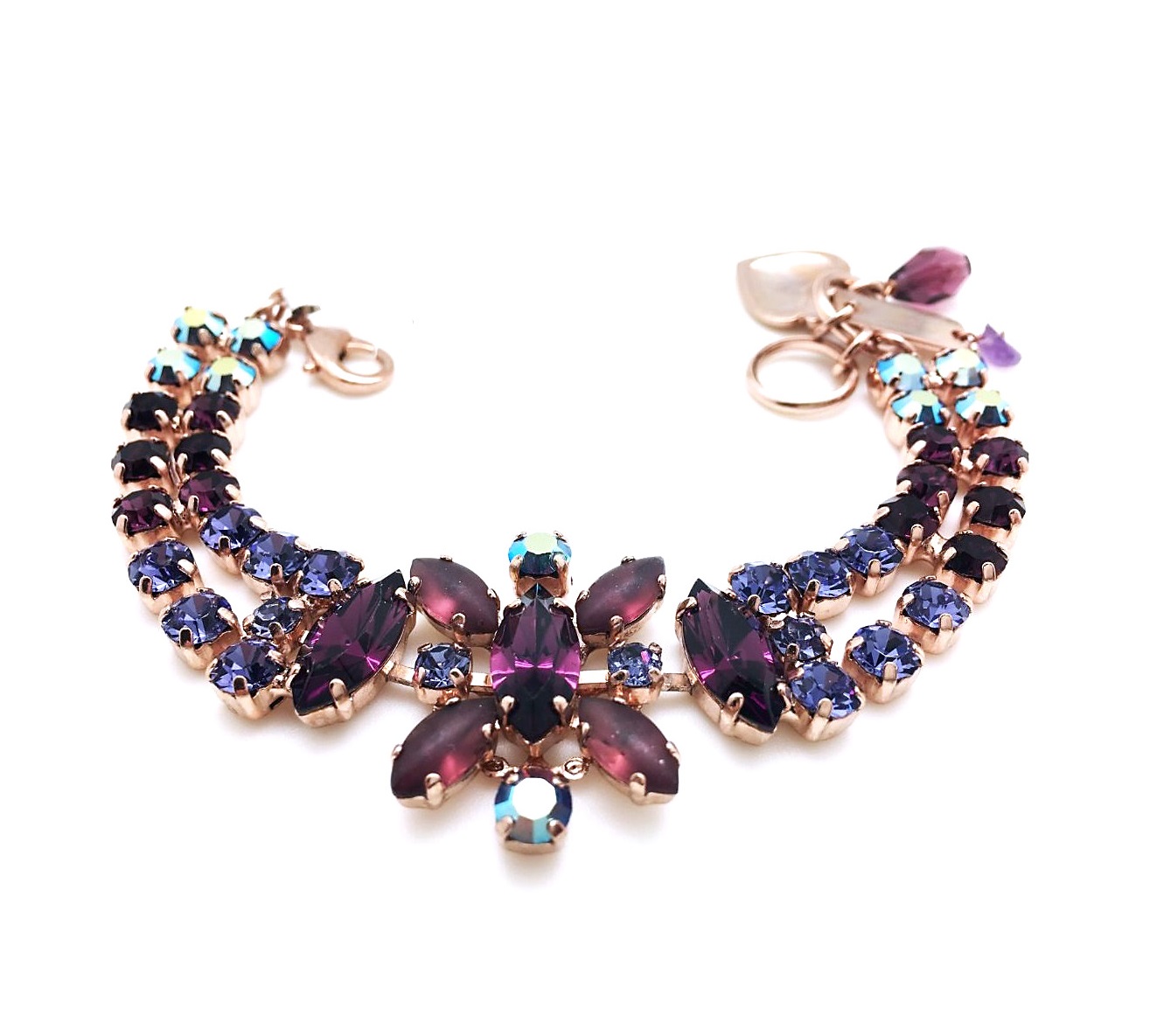 B-4106-204-RG (2) Mariana Bracelet Beautiful Rich Blue & Purple Austrian Crystals My Treasures Coll. - Image 1