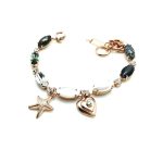 Bracelet By Mariana Woman Pyrite and White Shell Minerals and Clear Swarovski Crystals