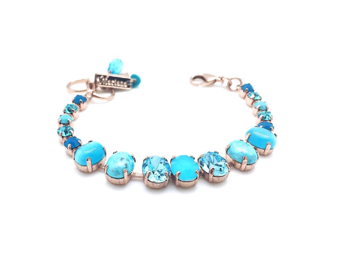 B-4152-1-M1082-RG (2) Mariana Bracelet Beautiful Chinese Turquoise & Light Blue Austrian Crystals Flamingo Africa - Image 1