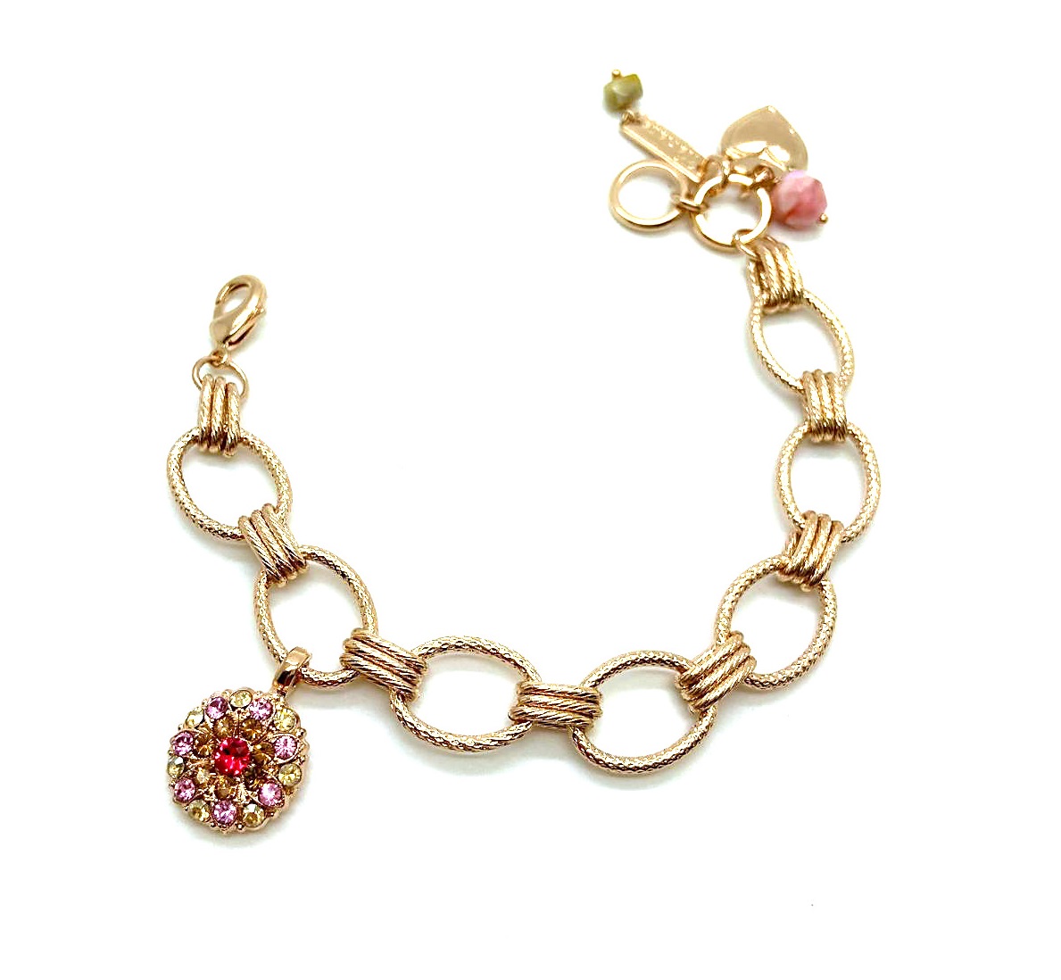 B-4212-4-1115-RG (3) Bracelet By Mariana Wonderland Coll. Chain Guardian Angel Light Rose & Smoked Topaz Swarovski Crystals - Image 1