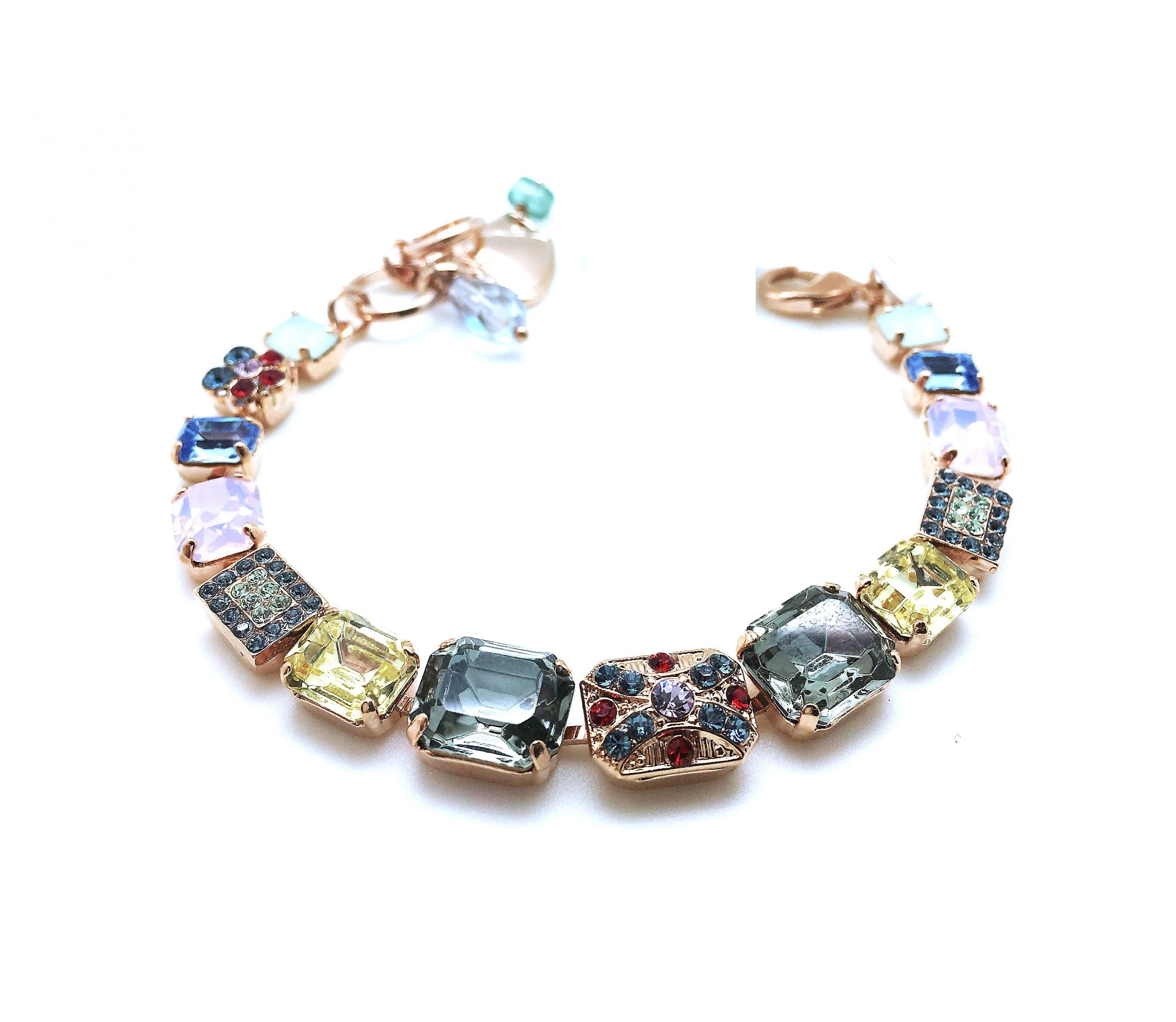 B-4221-1090-RG (1) Bracelet By Mariana Odyssey Coll. Violet, Sapphire and Black Diamond Swarovski Crystals - Image 1