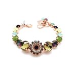 Bracelet By Mariana Woman Beautiful Flower Golden Shadow Swarovski Crystals
