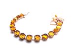 Mariana Bracelet Honey Amber Austrian Crystals Padparadischa Madera Quartz Stone - Image 2