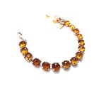 Mariana Bracelet Honey Amber Austrian Crystals Padparadischa Madera Quartz Stone - Image 3