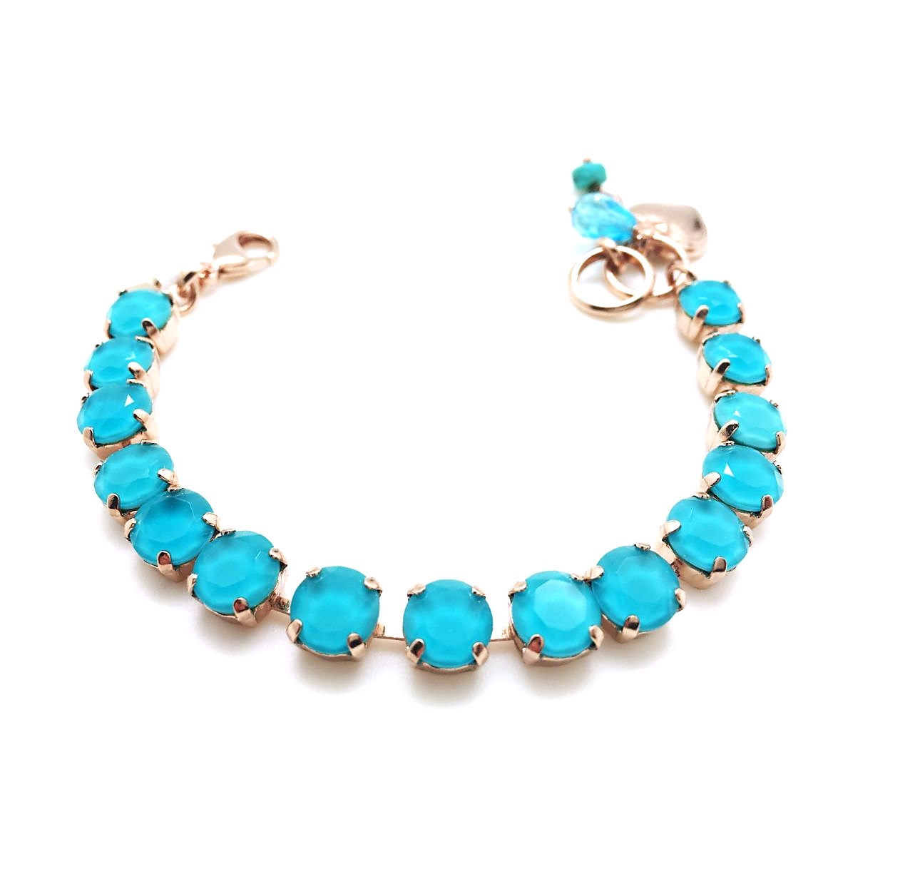 B-4252RL-23R23R-RG (2) Bracelet By Mariana Woman Beautiful Round Shape Light Blue Swarovski Crystals - Image 1