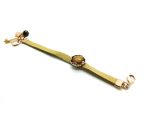 Bracelet By Mariana Woman Gold Tiger Eye Mineral Stone and Camel Swarovski Crystals
