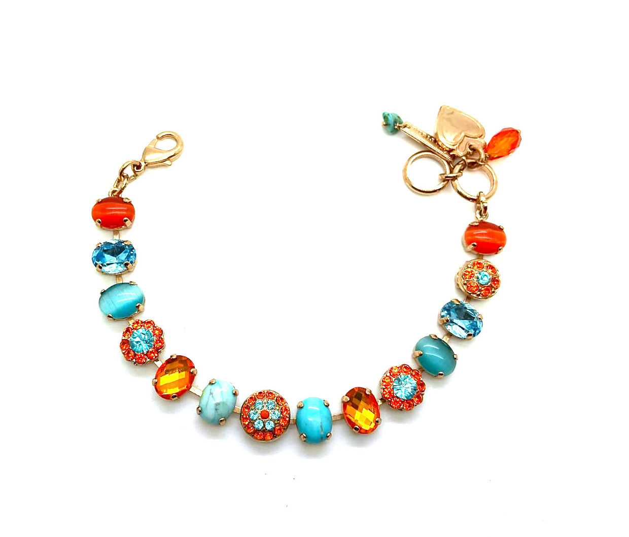 B-4416-2-M1079-RG (1) Mariana Bracelet Howlite Turquoise & Red Swarovski Crystal Happy Day Icons Coll. - Image 1