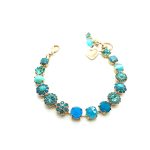 Mariana Bracelet Chinese Turquoise & Light Blue Swarovski Crystal Elizabeth Icones Coll.