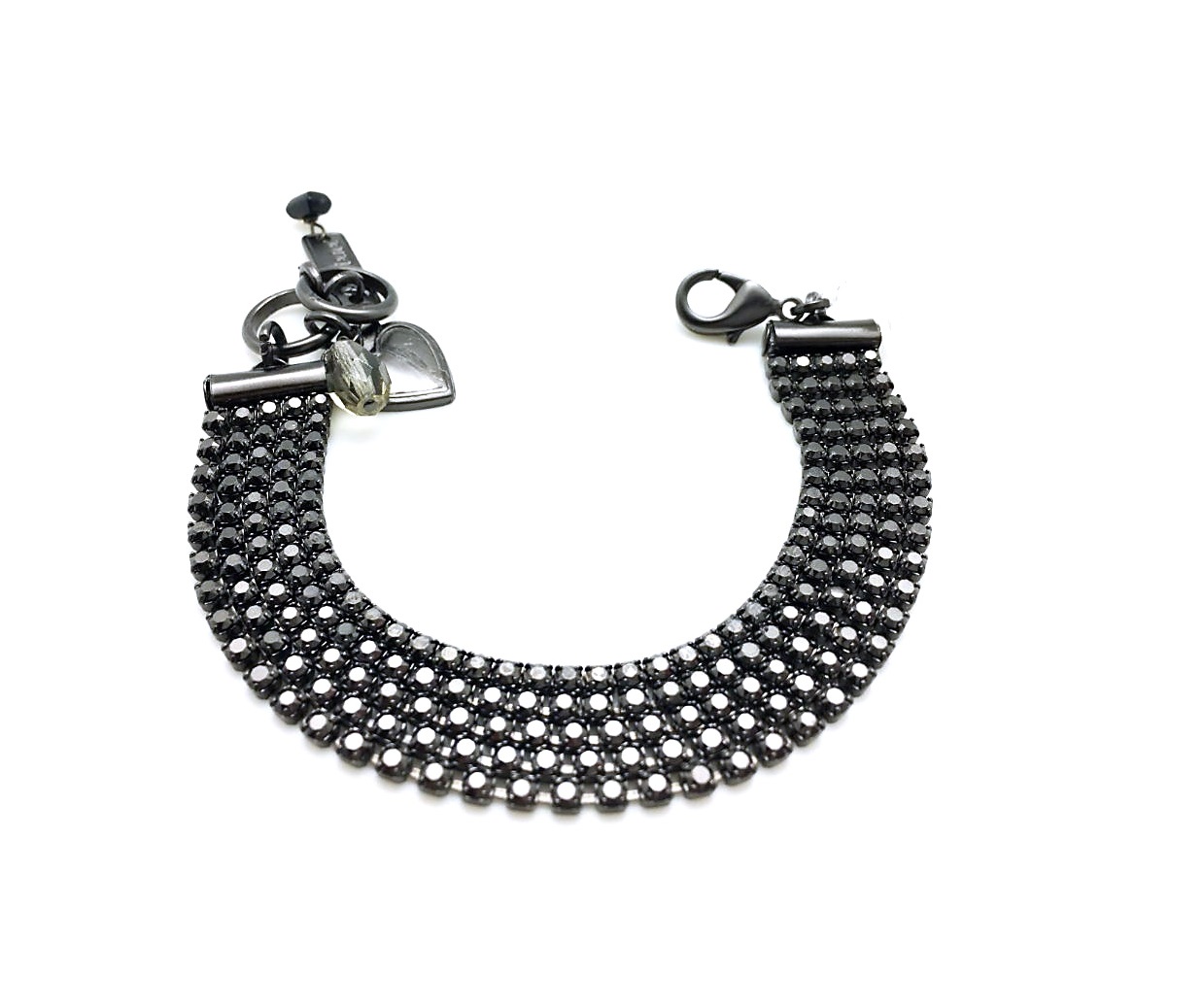 B-4518-453-SP (3) Bracelet By Mariana My Treasures Coll. Beautiful Silver Met Light Gold Swarovski Crystals - Image 1