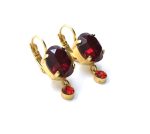 Earrings By Mariana Woman Lovely Oval Shape Ruby and Round Siam Swarovski Crystals - Image 3