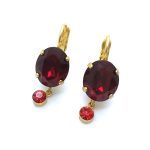 Earrings By Mariana Woman Lovely Oval Shape Ruby and Round Siam Swarovski Crystals